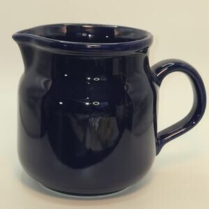 Vtg. Waechtersbach Navy Blue Ceramic Pitcher, 5.5"